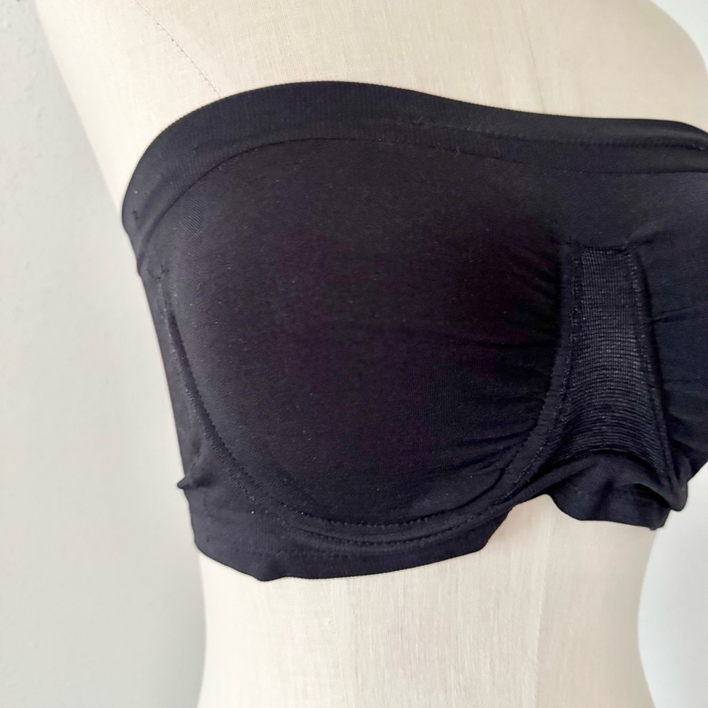 RHONDA SHEAR Seamless Underwire Bandeau Bra Padded Black Women's Size Medium M - Picture 3 of 5